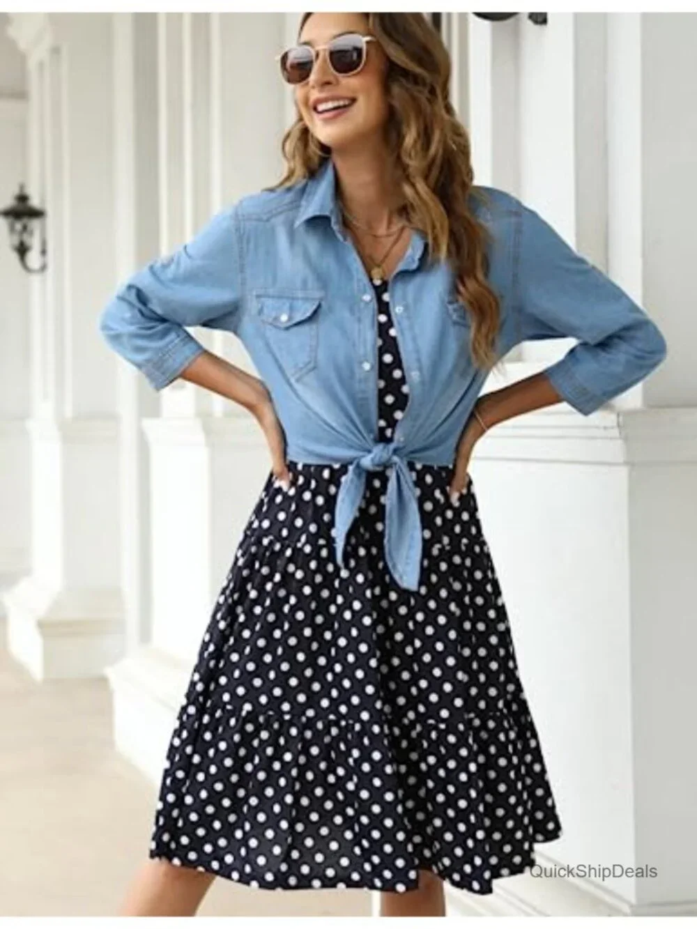 Button Down Crop Top with Tie Front